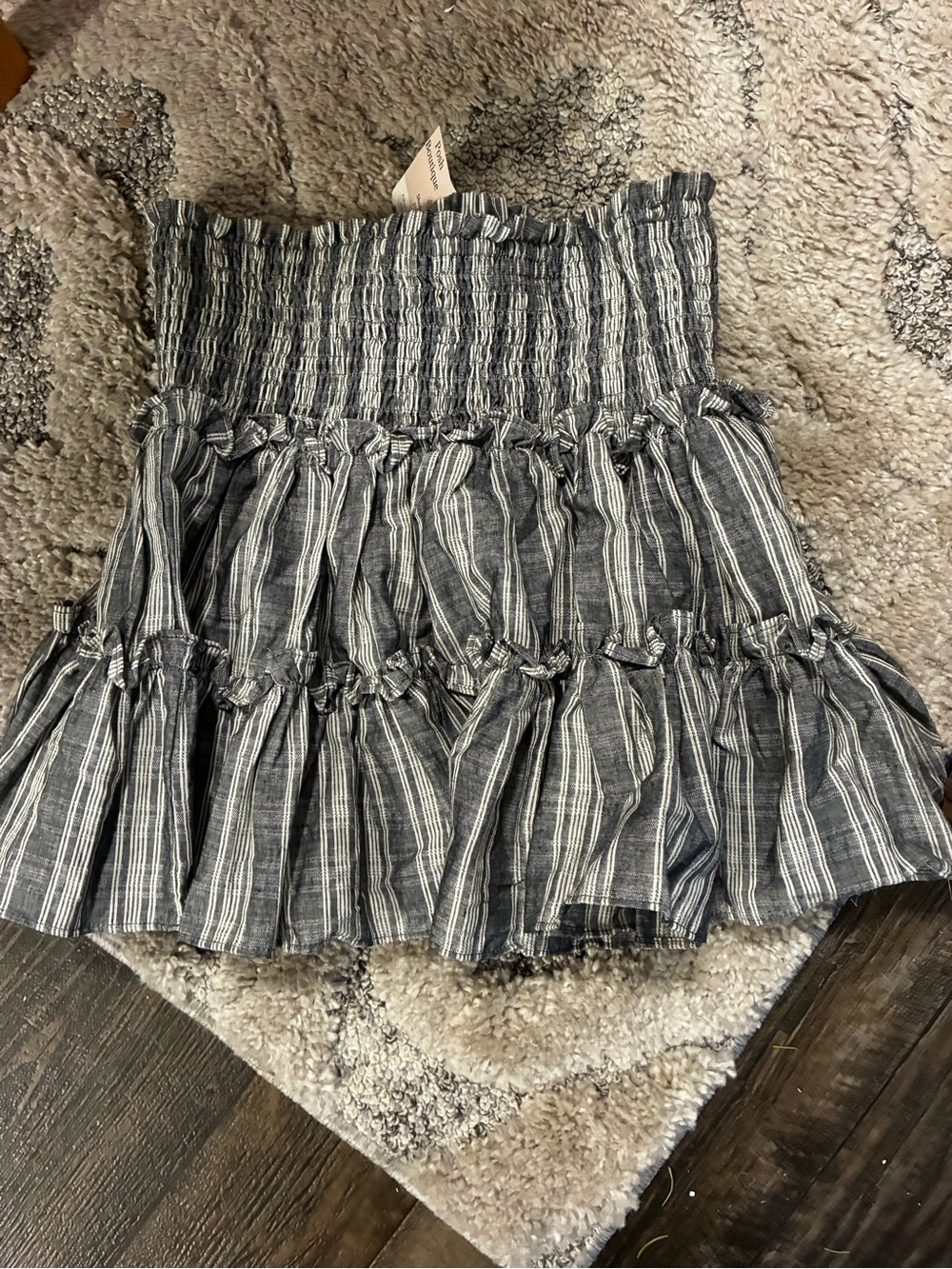 Mustard Seed Black & White Striped Smocked Skater Skirt